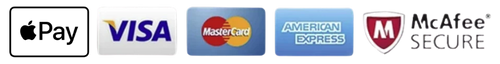 Accepted payment methods — Apple Pay, Visa, Mastercard, American Express, McAfee Secure