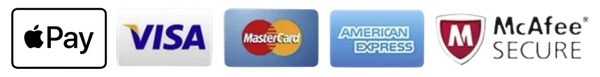 Accepted payment methods — Apple Pay, Visa, Mastercard, American Express, McAfee Secure